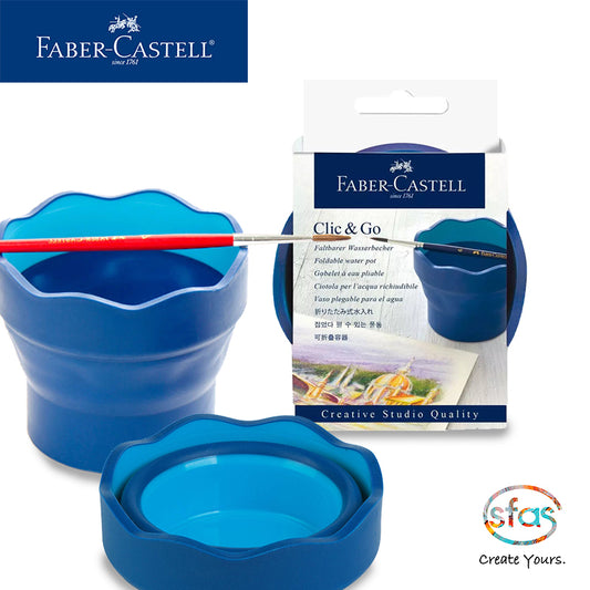 Faber-Castell Clic & Go Foldable Water Pot, Dark Blue